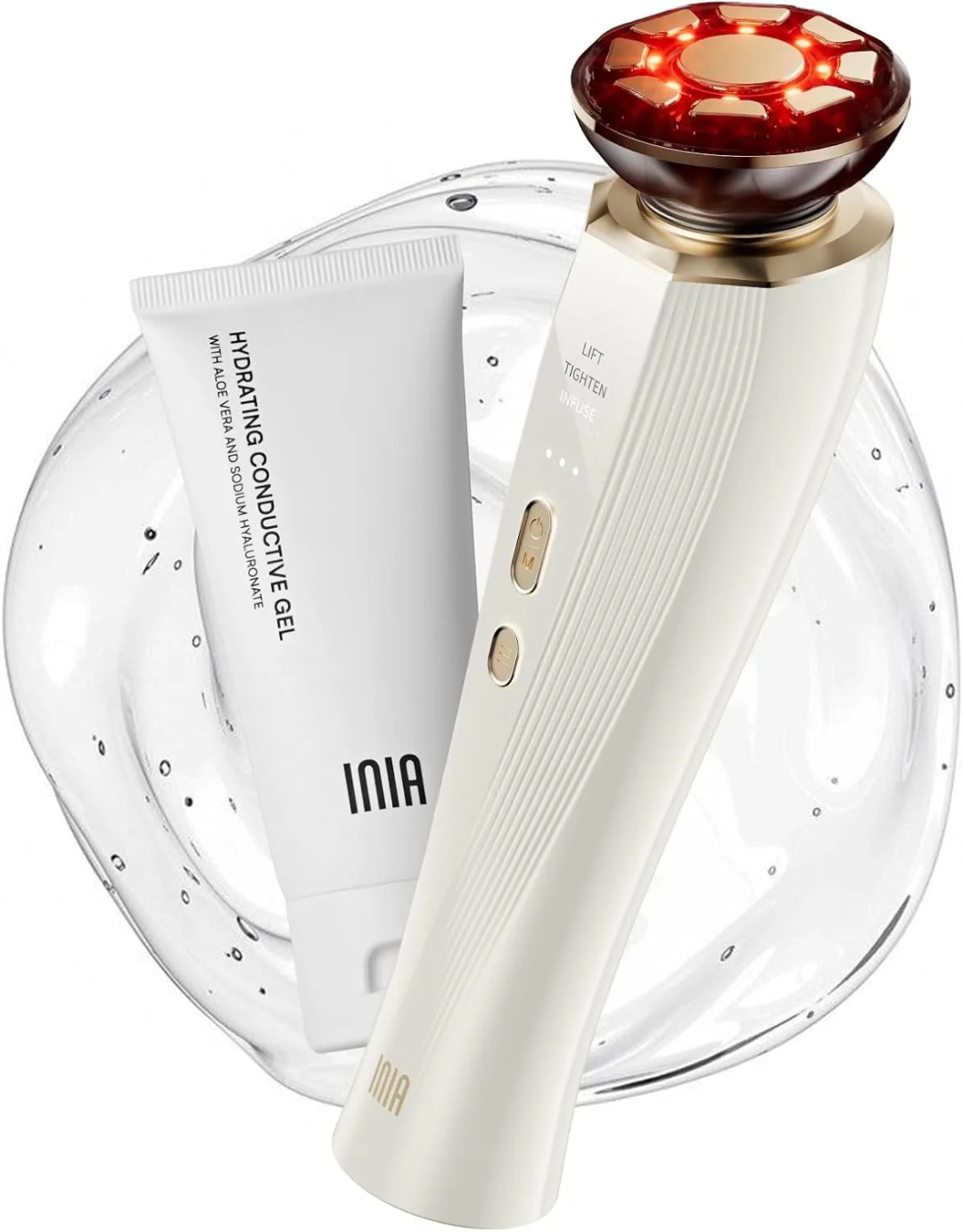 INIA Hadiyah Beauty High Quality 3-in-1 Hand Held Red Light Therapy Beauty Device for Face & Neck Puffiness Relief & Skin Firming