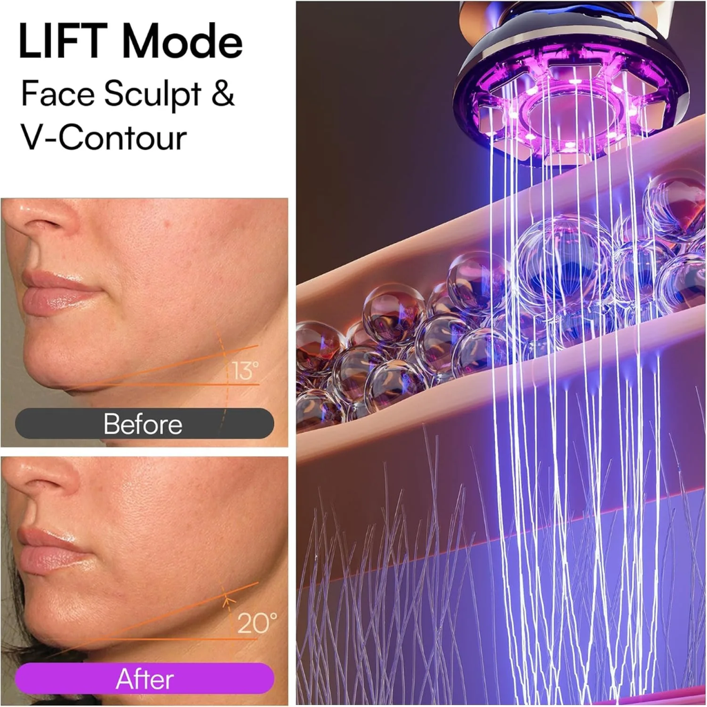 INIA Hadiyah Beauty High Quality 3-in-1 Hand Held Red Light Therapy Beauty Device for Face & Neck Puffiness Relief & Skin Firming