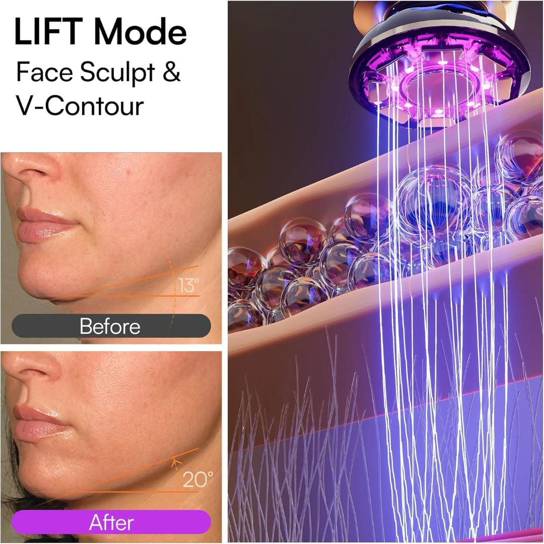 INIA Hadiyah Beauty High Quality 3-in-1 Hand Held Red Light Therapy Beauty Device for Face & Neck Puffiness Relief & Skin Firming