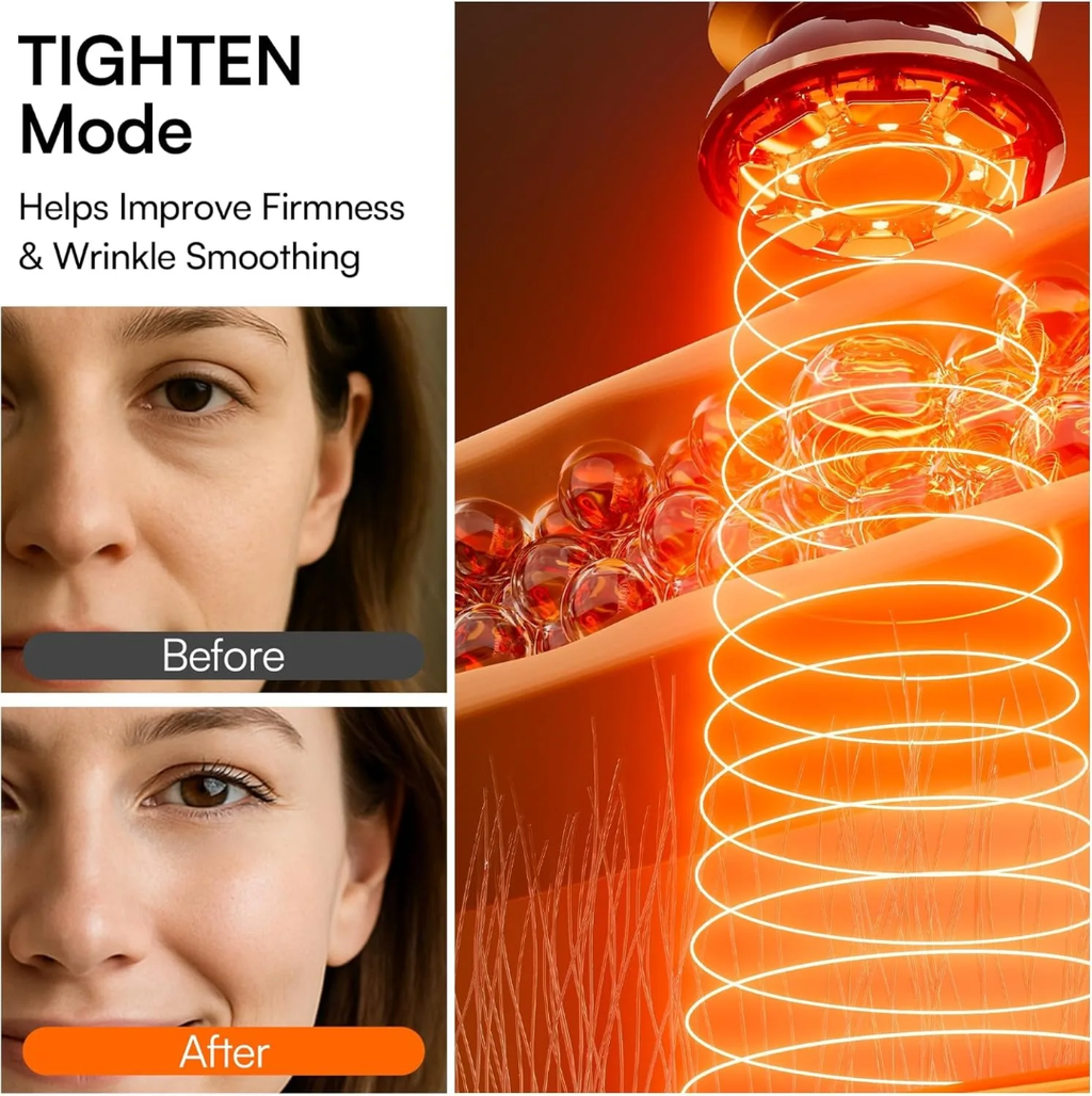 INIA Hadiyah Beauty High Quality 3-in-1 Hand Held Red Light Therapy Beauty Device for Face & Neck Puffiness Relief & Skin Firming