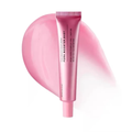 Pink squeeze tube of PORN BOOSTER SHOT cosmetic product centered over a soft pink smear on a white background.