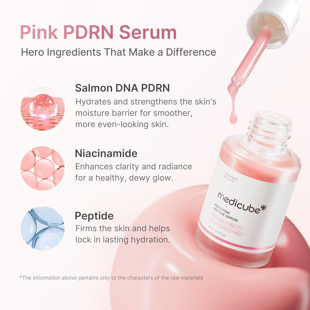 Medicube PDRN Pink Drops – Korean Glass Skin Glow Serum