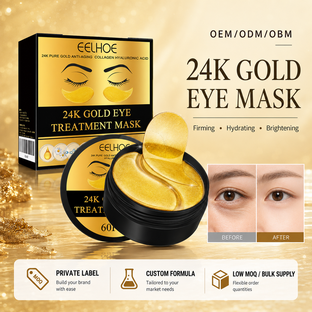 24K Gold Eye Treatment Mask – Anti‑Aging, Collagen & Hyaluronic Acid Under‑Eye Patches (60pcs)