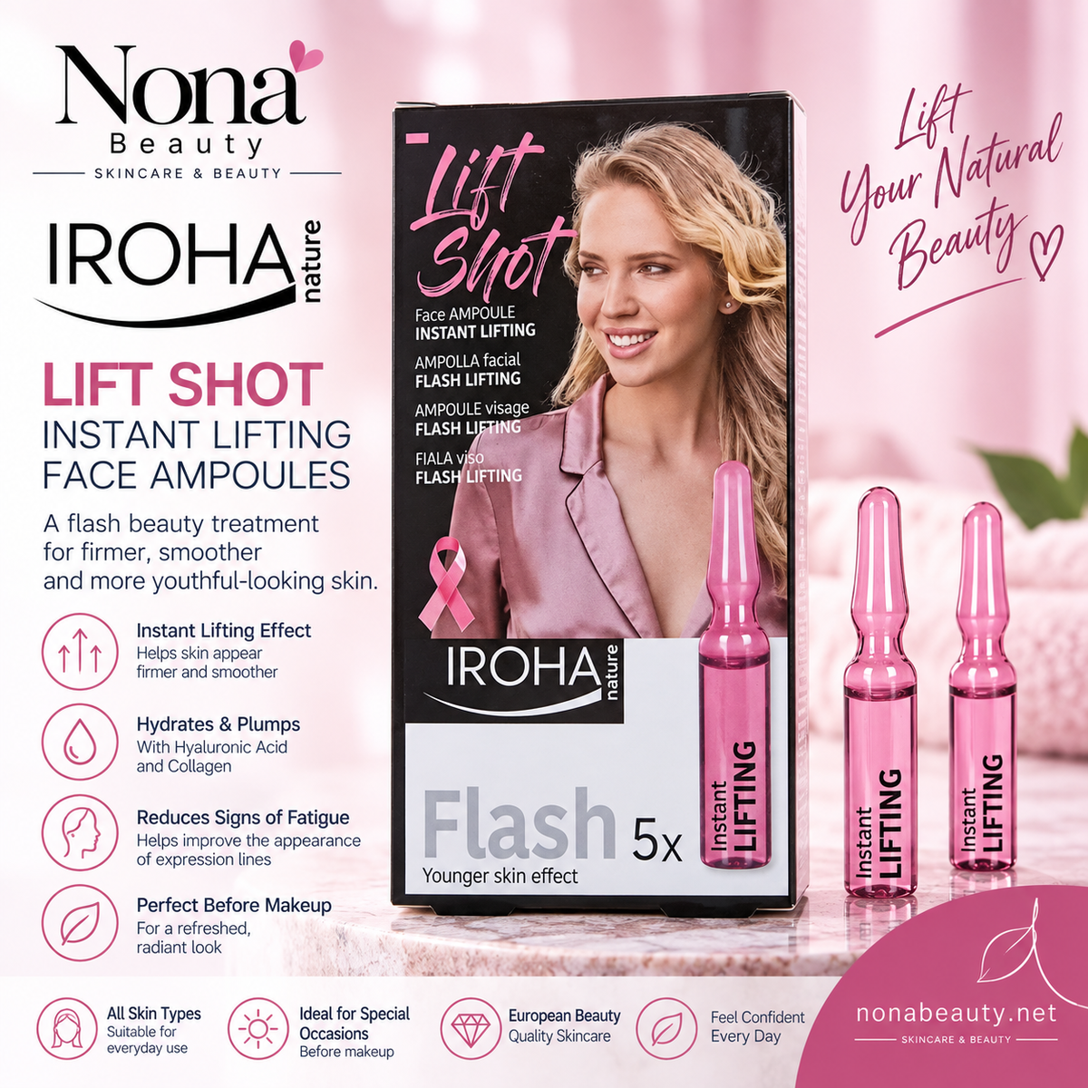 IROHA Nature Lift Shot Instant Lifting Face Ampoules 5x1.5ml