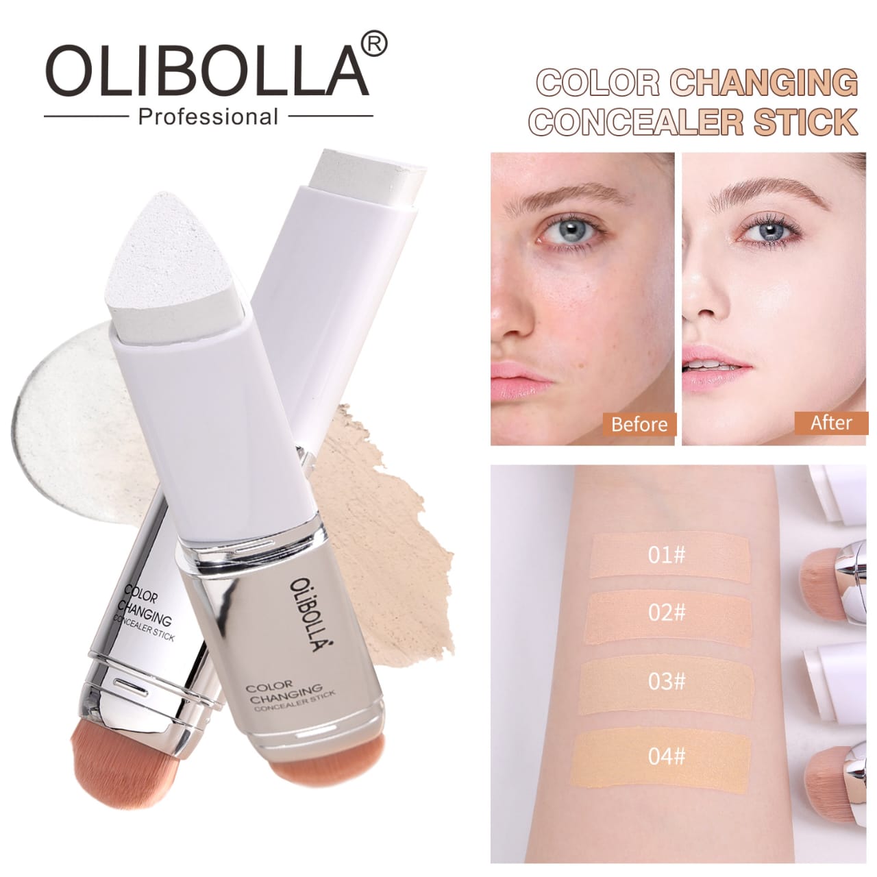 OLIBOLLA Shade-Matching 2-in-1 Foundation Stick – Hides Imperfections & Fixes Uneven Skin in Seconds