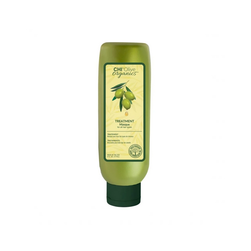 CHI Organics Treatment for all over skin in a green squeeze bottle with a dark green cap, shown on a plain white background.