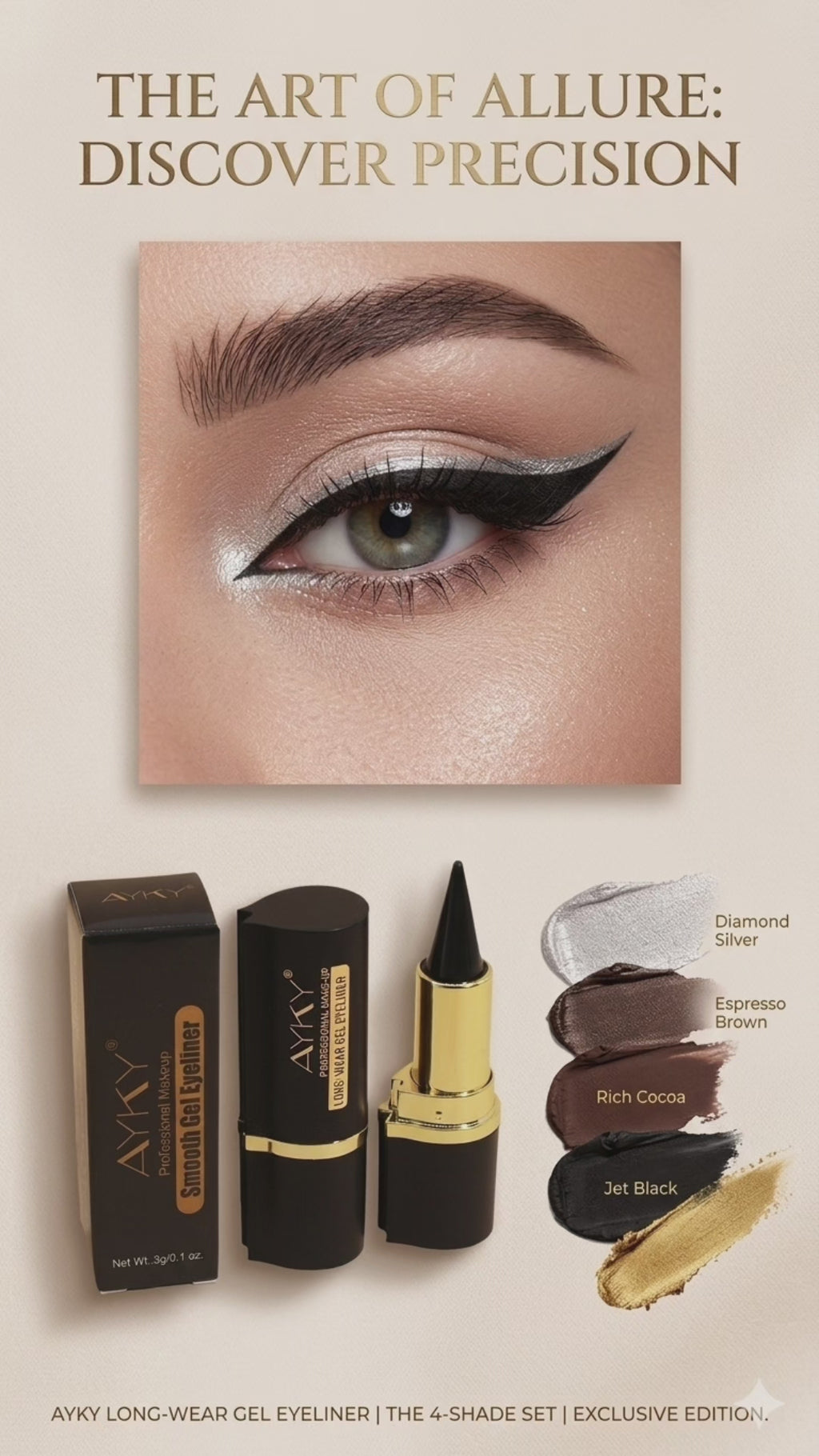 AYKY Smooth Gel Eyeliner Set – Waterproof Long-Wear 4 Shades