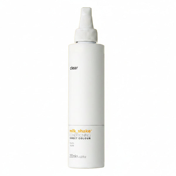 White bottle of 'milk shake' color care product on a white background
